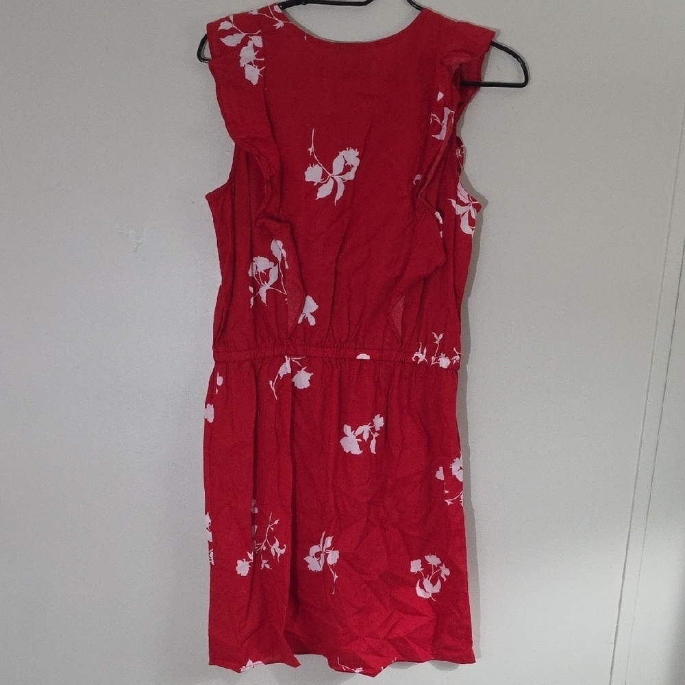 City Streets Red Sleeveless Sundress Scoop Neck Cotton Mini Dress - Picture 4 of 6